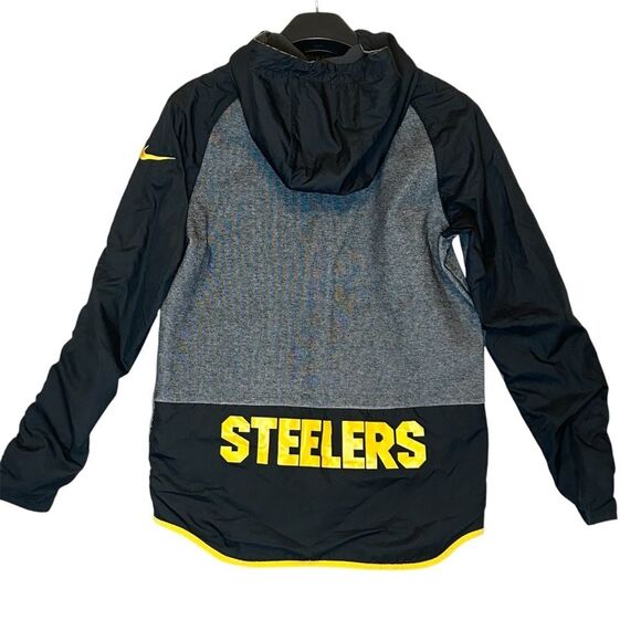 Pittsburgh Steelers NFL Nike Jacket Hoodie Windbreaker M Gray Black Yellow Zip - Picture 1 of 5